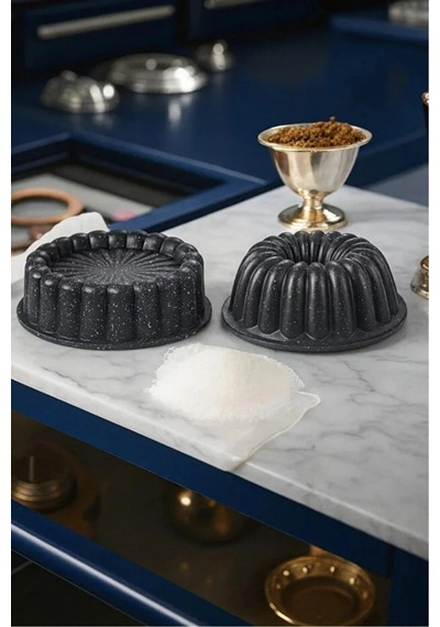 2 Li Granit Döküm Kek & Tart Kalıbı 26 Cm Siyah Siyah