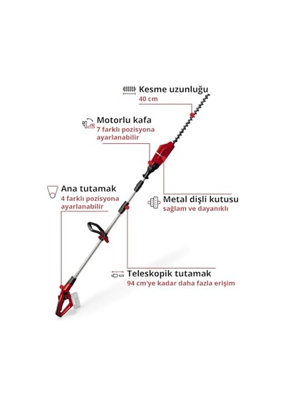 Akülü Teleskopik Çit Budama Makinesi Ge-hh 18/45 Li T-solo