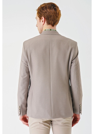 İmza Örme Mono Yaka Çift Yırtmaç Likralı 6 Drop Slim Fit Dar Kesim Klasik Ceket 1002240138 - Bej İmza Örme Mono Yaka Çift Yırtmaç Likralı 6 Drop Slim Fit Dar Kesim Klasik Ceket 1002240138 - Bej