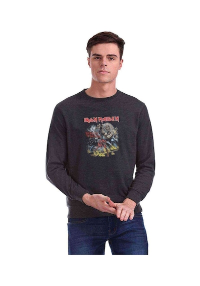 Maıden The Number Of Baskılı Füme Antrasit Erkek Sweatshirt