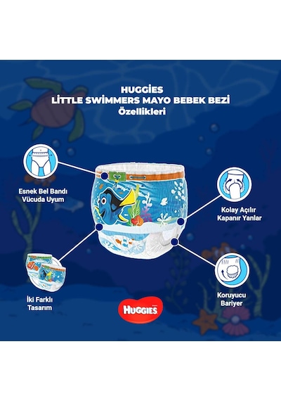 Huggies Little Swimmers 5-6 Numara 12-18 Kg 33'lü Mayo Bez