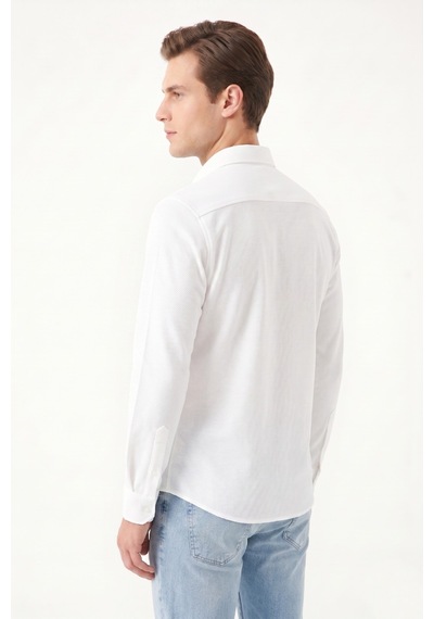 Advante Erkek Spor Slim Fit Uzun Kol Petek Dokulu Gömlek Bgl-st05483 Beyaz
