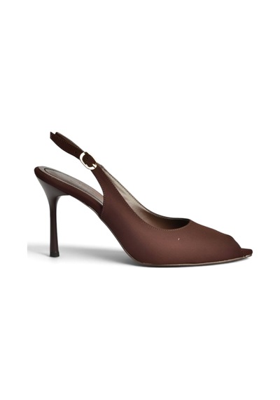 Fox Shoes Z676085004 Kahverengi Kumaş İnce Topuklu Kadın Ayakkabı