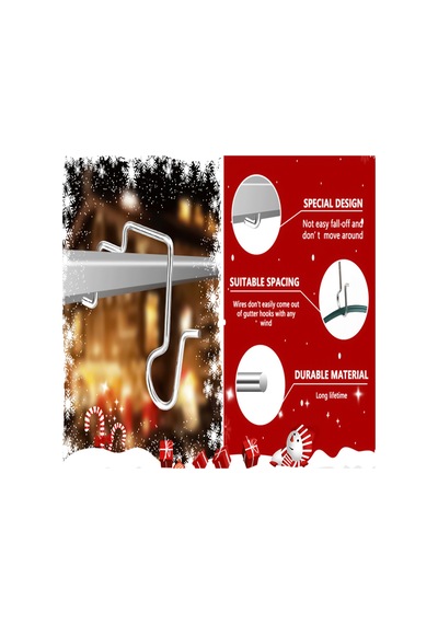 50pcs Noel Işığı Kancaları Açık Noel Işıkları İçin Paslanmaz Çelik Oluk Kancaları Çok Renkli