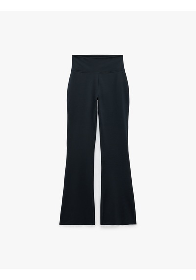 Koton Ekstra Yüksek Bel Slim Fit İspanyol Paça Spor Tayt Siyah 7wak40136nk