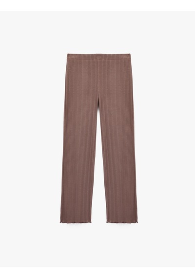 Koton Modal Kumaş Dokulu Bol Paça Pijama Altı Kahverengi 7wlk40062mk Kahve