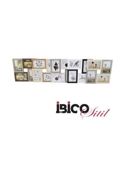 İbico İ12-036 Ahşap Resim Çerçeve 10x15cm 4"x6" 4'lu Birleşik Aile Foto İki Renk Mix Çerçeve - 24'li Paket