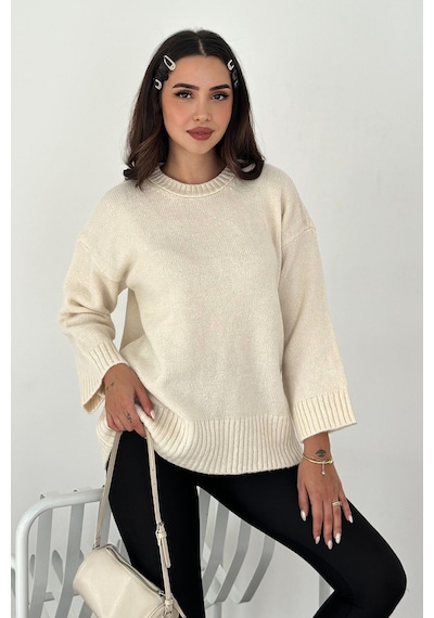 Noa & Noa Kadın Oversize Triko Kazak Rahat & Şehirli Stil Ekru