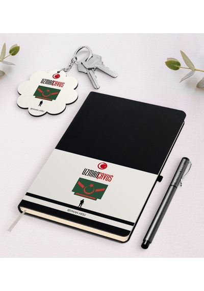 Kişiye Özel Uzman Çavuş Siyah Defter Kalem Ve Anahtarlık S