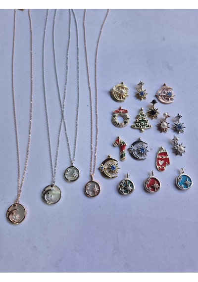 925 Ayar Papatya Silver Pulsar Yıldızı Kolye.kutup Yıldızı Kolye.zarif Kolye.rose.gold.rodaj Gümüş