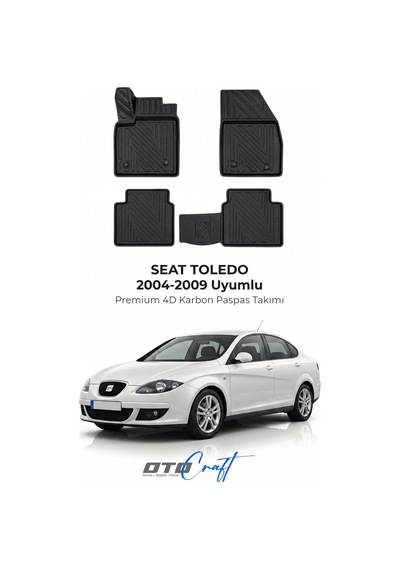 Otocraft Seat Toledo 2004-2009 Araca Özel 4d Karbon Oto Paspas Havuzlu Tam Set