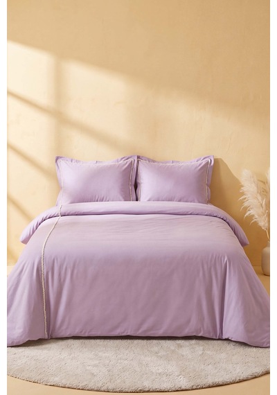 Frange Violet %100 Pamuklu Çift Kişilik Nevresim Takımı - 4 Parça Mor