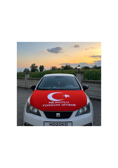 Ne Mutlu Türküm Diyene Yazılı Lastikli Türk Bayrağı Kaput Örtüsü 150x120 Cm Diğer