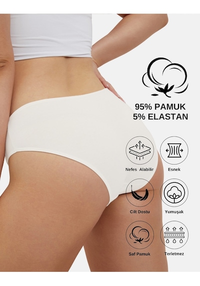 Alya Underwear Anne Kız Kombin Pamuklu Külot - Beyaz Slip İç Çamaşırı - 5'li Paket Bordo P27