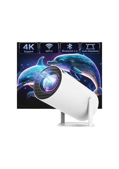 Rose Projektör, Wifi 6 Ve Bt 5.0 Özellikli Taşınabilir Projektör, 40"-130" Ekran