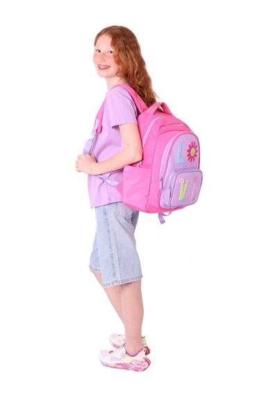 Kaukko Kids Simli Love Desenli Kız Çocuk Dört Bölmeli Okul Çantası - L5211 Pembe - Mor