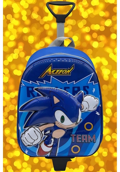 Tezzgelsin Kirpi Sonic 2-6 Yaş Anaokulu Kreş 5d Kabartmalı Çekçekli Tekerli Sırt Çantası Ve Okul Çantası Çok  Renkli