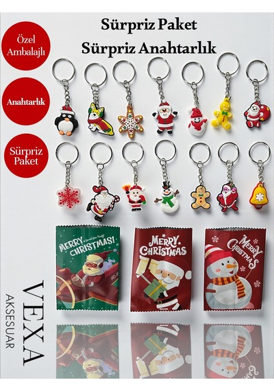 Yılbaşı Özel Sürpriz Paket Anahtarlık Özel Ambalajlı Sürpriz Hediyelik Anahtarlık Noel Temalı