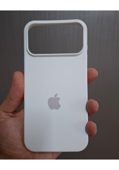 Apple Uyumlu iPhone 17 Pro Max Logolu İçi Kadife Silikon Lansman Kılıf Beyaz