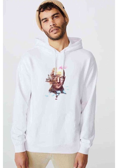 Breaking Bad Baskılı Beyaz Erkek Örme Kapşonlu Sweatshirt