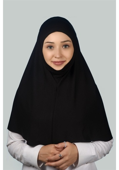 Altobeh Hazır Türban Peçeli Pratik Eşarp Tesettür Nikaplı Hijab - Namaz Örtüsü Sufle (XL) - SİYAH