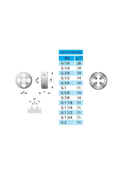 CZTOOLS Gaz Dişi Pafta G 5/8