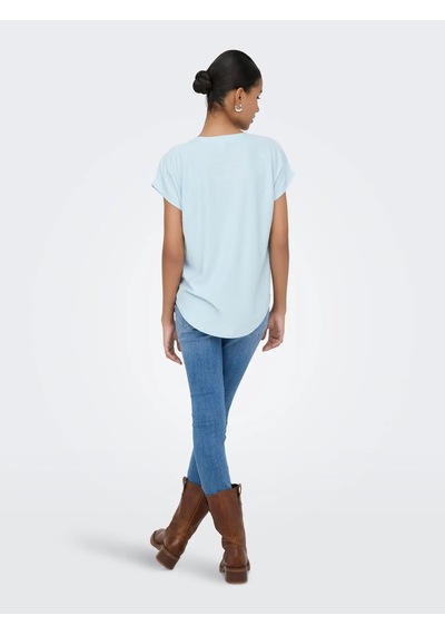 Only Onlmolly S/s O-neck Dobby Top Jrs Kadın T-shirt 15368563 Mavi