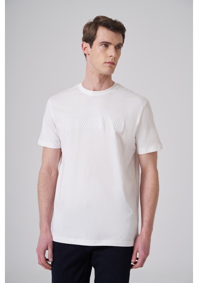 Morven Erkek Ekru Trend Baskılı Bisiklet Yaka Dinamik Fit T-shirt 26ys018009454 Ekru