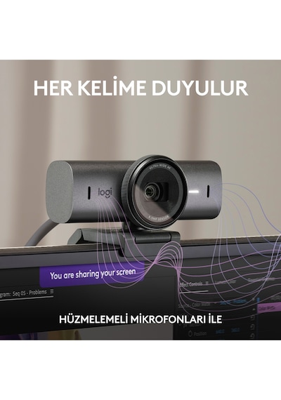 Logitech Mx Brıo Ultra Hd 4k Gizlilik Kapaklı Ve Mikrofonlu Yayın Web Kamerası - Koyu Gri