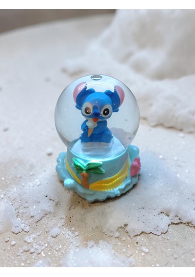9cm-6cm Dondurmalı Figürlü Işıklı Stitch Kar Küre 9x6