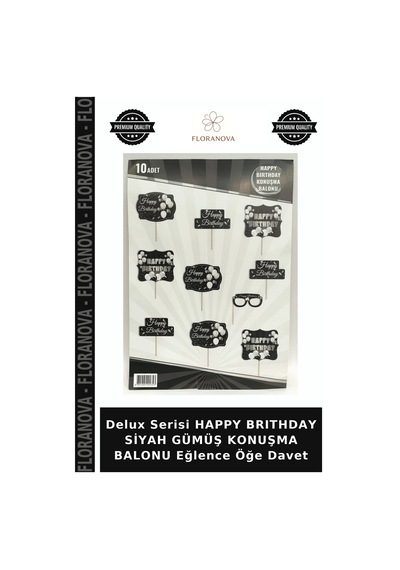 Delux Serisi Happy Brıthday Siyah Gümüş Konuşma Balonu Eğlence Öğe Davet Tüm Yaşlar