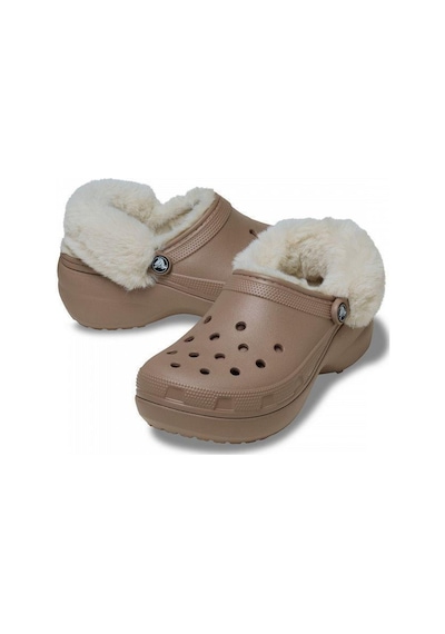 Crocs Classic Platform Fuzz Lined Clog Latte Terlik 212854 2q9 Kahverengi