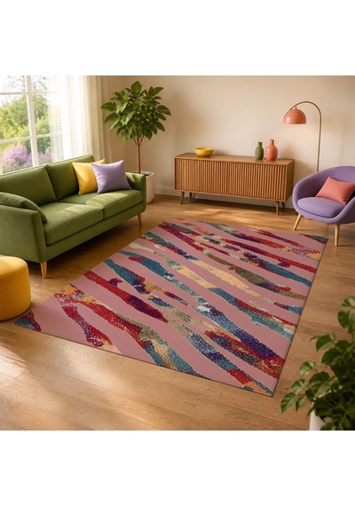 Kartela Halı Aira Halı Kaymaz Taban Makinede Yıkanabilir Halı Gül Kurusu - 60 X 90 Cm
