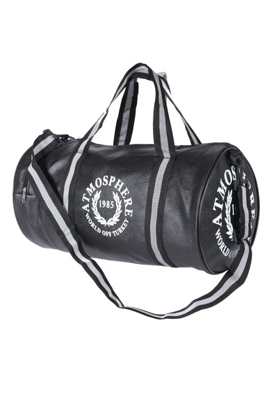 Arı Deri Atmospher Unisex Suni Deri Spor Çanta, Seyahat Çantası Siyah