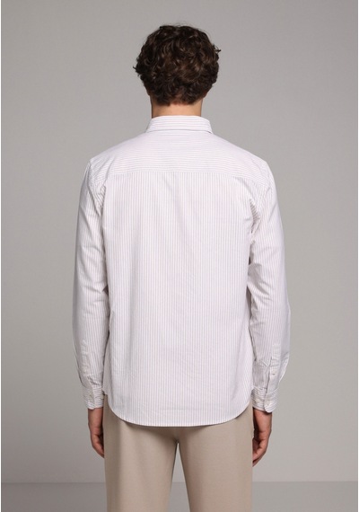 Colin's Colins Regular Fit Shirt Neck Çizgili Erkek Bej Uzun Kol Gömlek Cl1079703 Q1.v2 Beı Bej