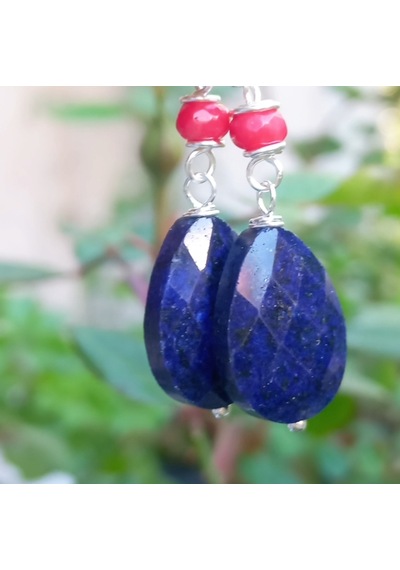 Sibelce 2253 Lapislazuli El Yapımı Küpe Lacivert