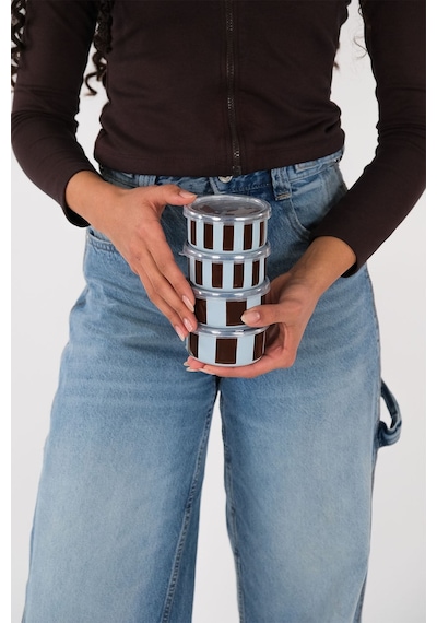 Emaylabxpeppythings Berry Emaye 4 Lü Kapaklı Kase Çerezlik, Kahvaltılık, Reçellik, Zeytinlik, Sunumluk Seti 8cm 200 Ml Mavi - Kahverengi
