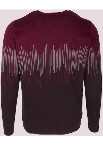 Ncs Jeans Erkek Triko Bordo Bisiklet Yaka Desenli Slim Fit Pamuklu Kazak 3723-bordo Bordo