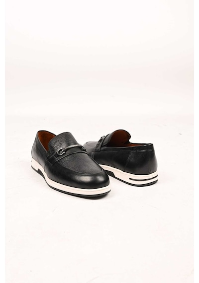 Bestello Bağcıksız Tokalı Loafer Termo Taban Hakiki Deri 333-5582 Erkek Ayakkabı Siyah