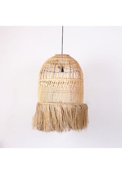 Rattan Meğri Avize 40x65 Cm Bej