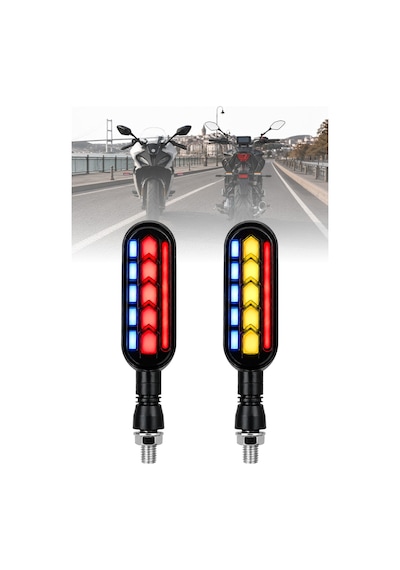 Motosiklet Led Sinyal Lambası Kayar Sinyal Selamlamalı Kırmızı Stop Görüntü Kırmızı Flaş Led Lamba