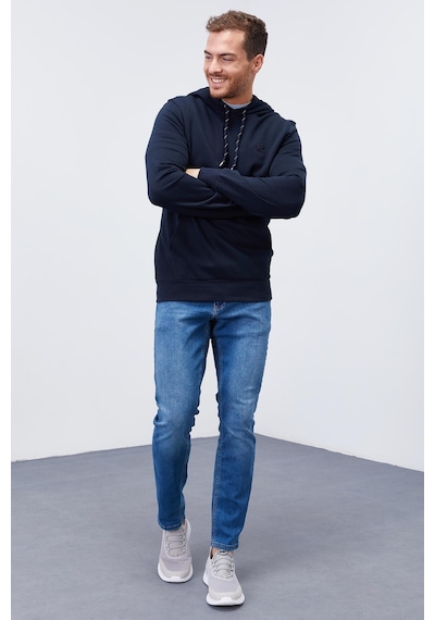 Tommy Life Lacivert Kanguru Cep Standart Kalıp Kapüşonlu Erkek Sweatshirt - 87872 Lacivert