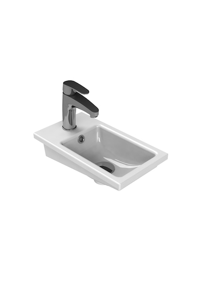 Lale 42x24 Cm Beyaz-antrasit Gri Mat Mdf Seramik Lavabolu Asma Banyo Alt Dolabı