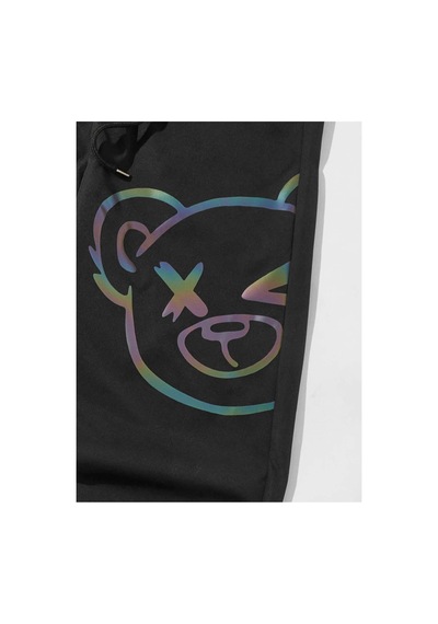 Tarzsokak Reflective Cartoon Graphic Drawstring Waist Pants Siyah