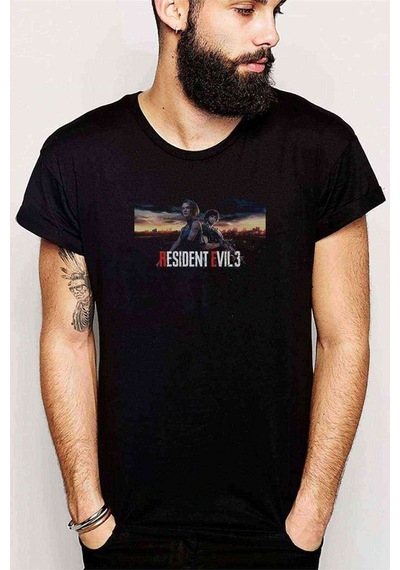 Resident Evil Baskılı Siyah Erkek Tshirt (528835658)
