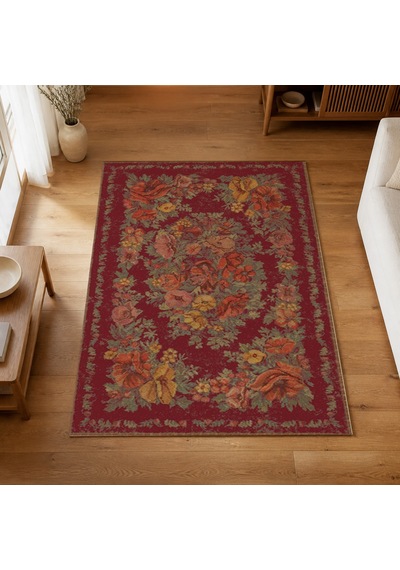 Kartela Halı Karabağ Halı Jüt Taban Dokuma Halı Bordo - 120 X 180 Cm