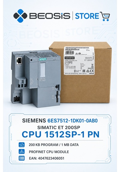 6es7512-1dk01-0ab0 Sımatıc Et 200sp Cpu 1512sp-1 Pn, 200 Kb Progr