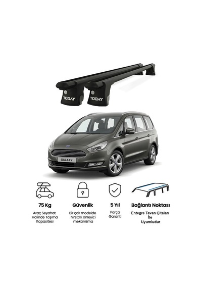 Trio-ıı Ford Galaxy 2015 Ve Sonrası Uyumlu Siyah Kilitli Ara Atkı 135cm Port Bagaj Tavan Barı