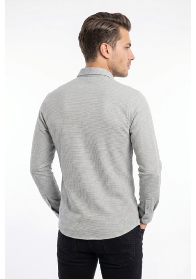 Foterman Erkek Spor Slim Fitt Uzun Kol Gömlek Bgl-st05439 Açık Gri