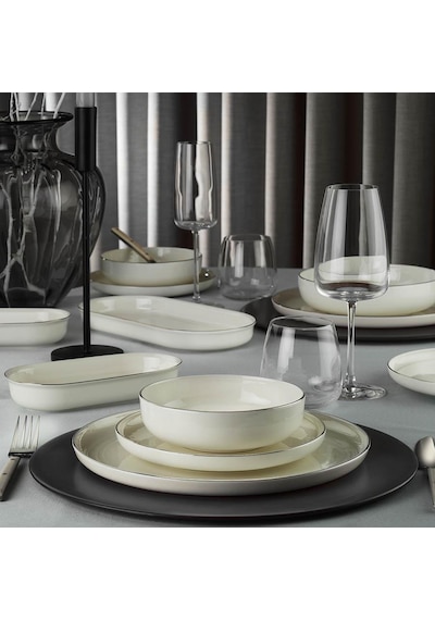 Kütahya Porselen Bone Moderna 26 Parça Yemek Takımı Platin Platin